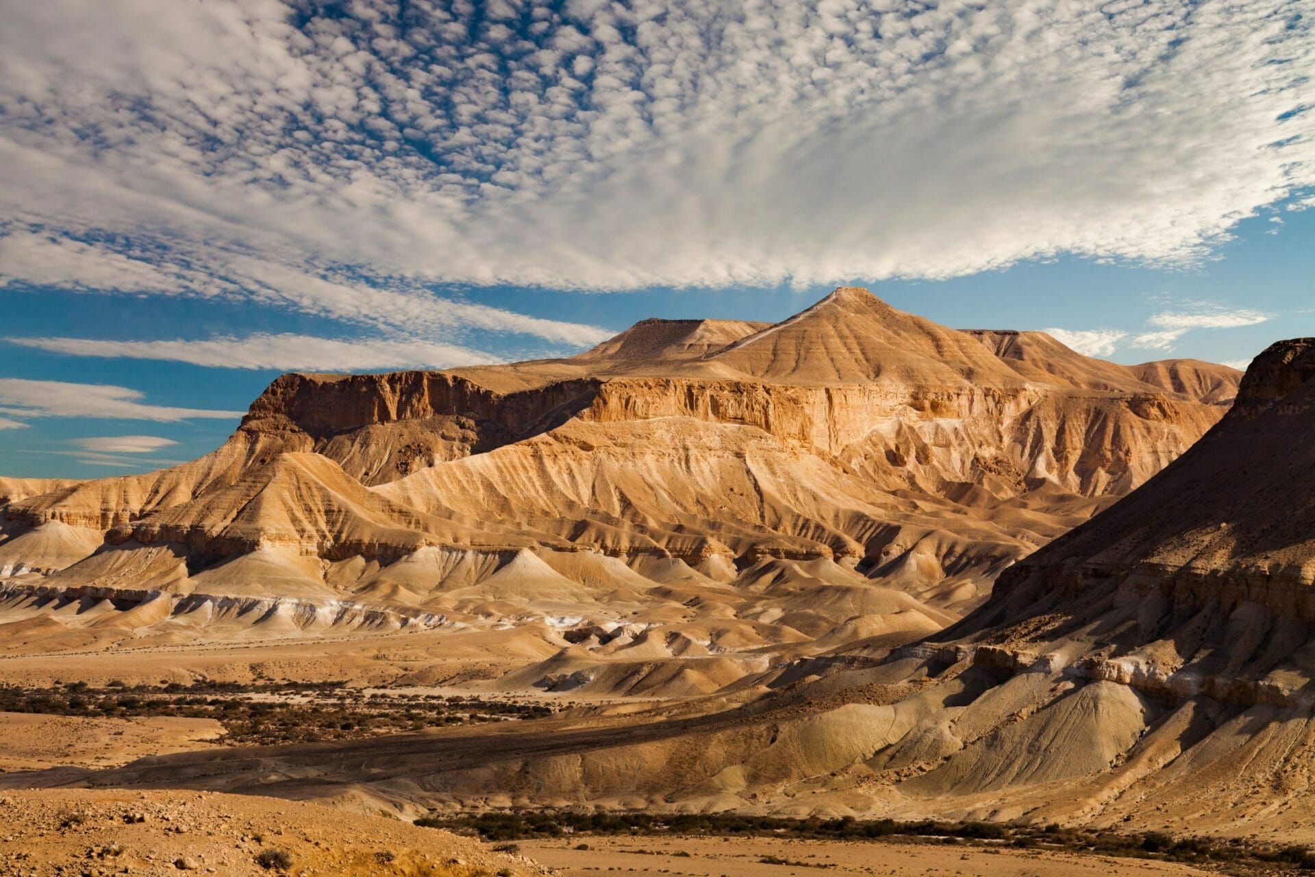 El famoso desierto del Negev en Israel al atardecer.