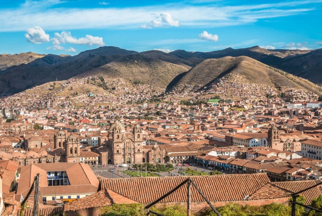 Panoramic aerial view of Cusco