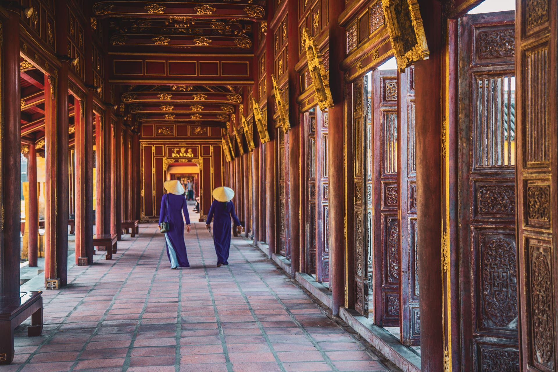 monks in the imperial city of Hue in Vietnam
