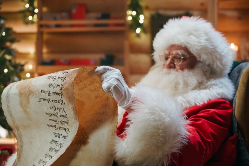 Santa Claus leyendo lista