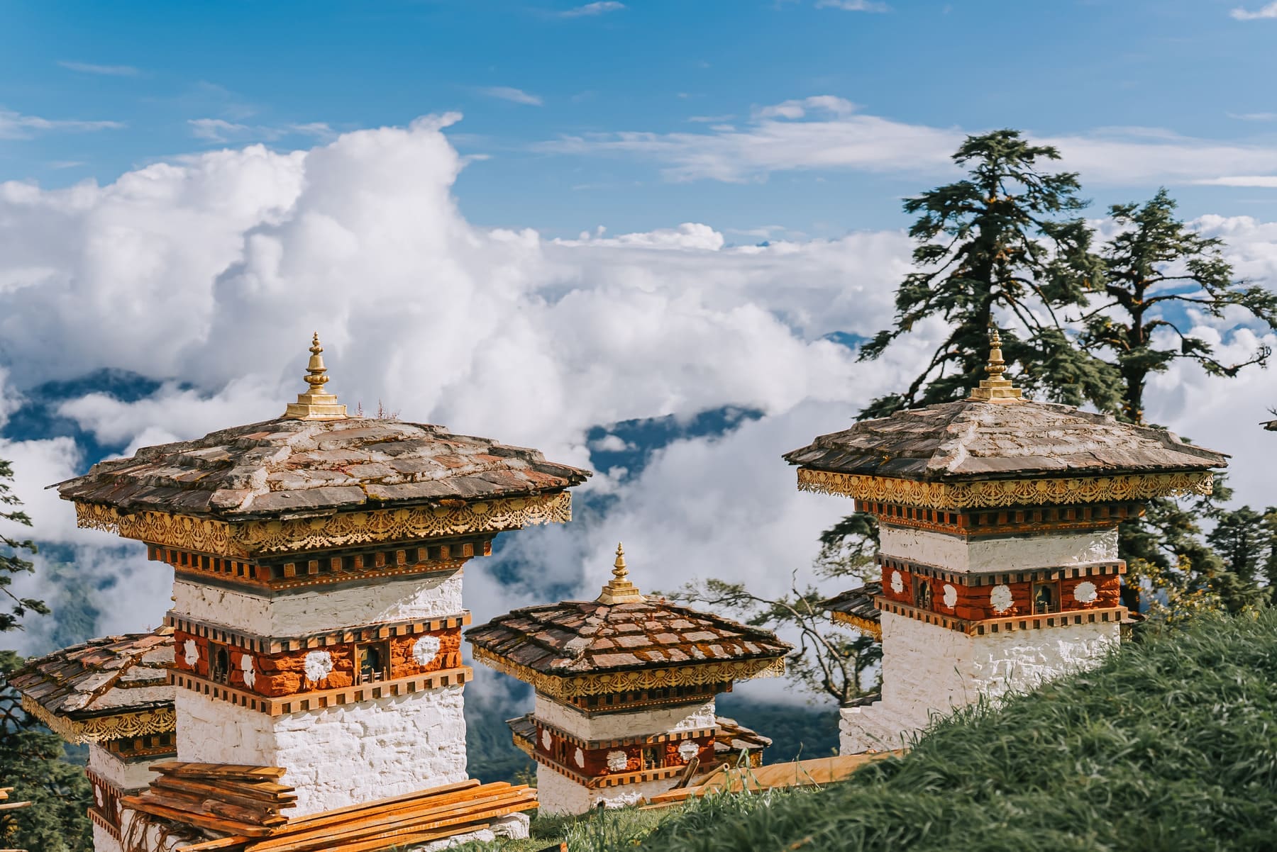 temple in Bhutan among the clouds