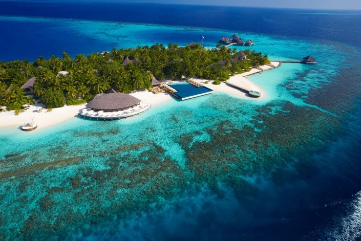 Vista aérea de Huvafen Fushi Maldivas