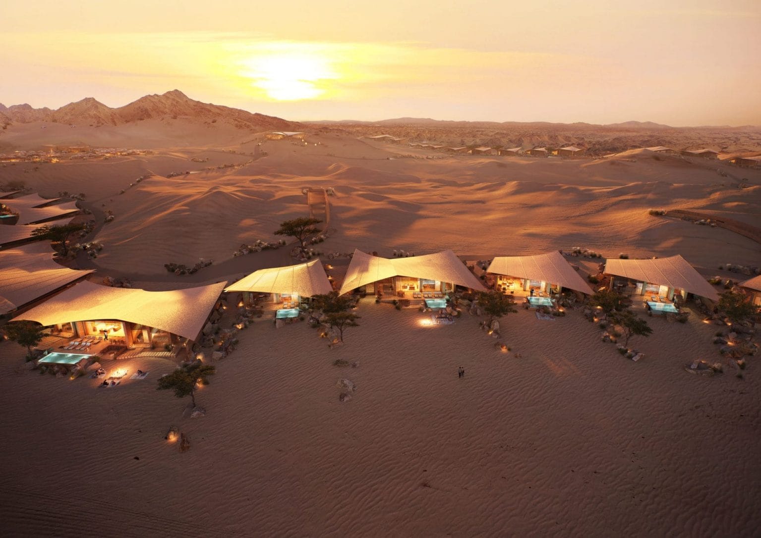 Resort Arabia Saudí puesta de sol
