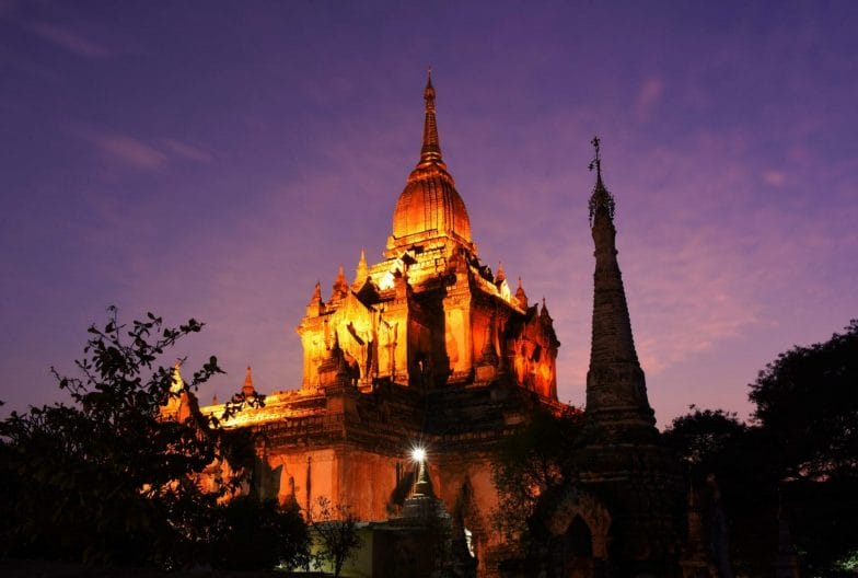 Gawdawpalin Temple while sunset, the second tallest Buddhist tem